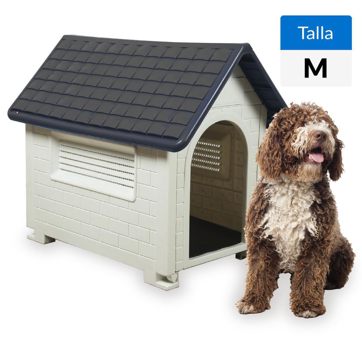 PETWOOW - Casa para Perro 71x54x84 Beige-Azul marino