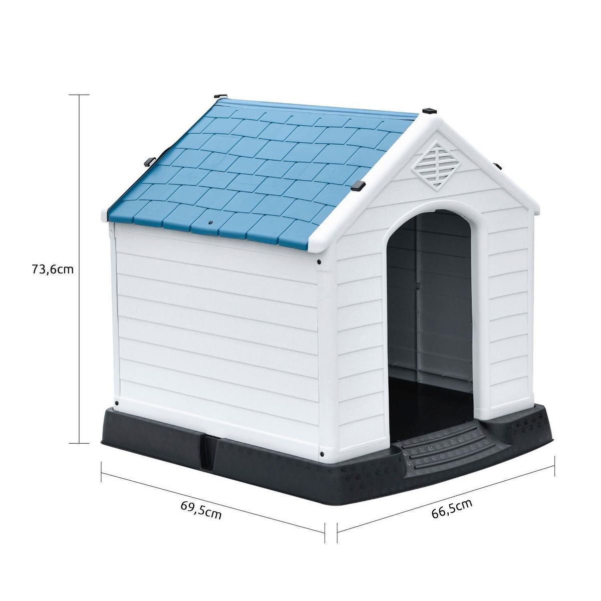 PETWOOW - Casa para Perro 73.6x66.5x69.5 Blanco-Celeste