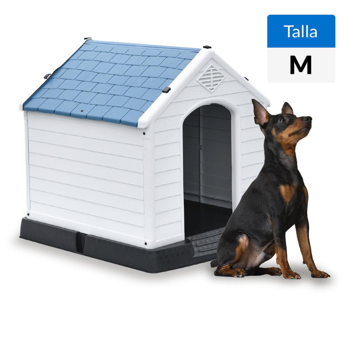 PETWOOW - Casa para Perro 73.6x66.5x69.5 Blanco-Celeste