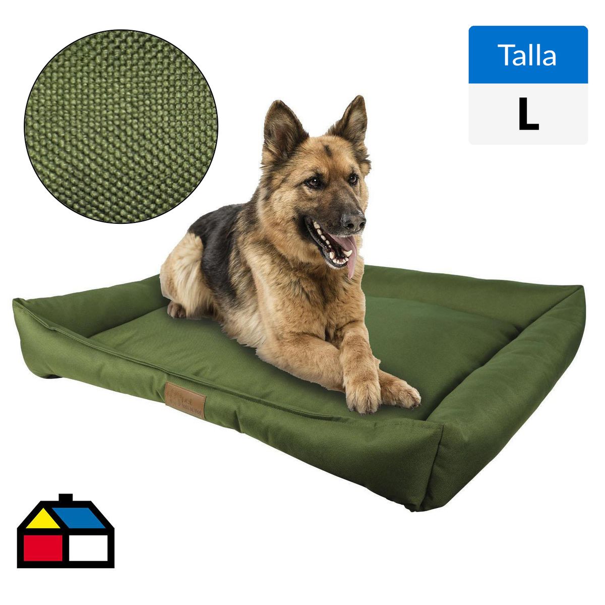 PETWOOW - Cama L para Perro 68x72x14 cm Verde