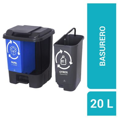 Basurero de reciclaje 20 litros papel y otros desechos