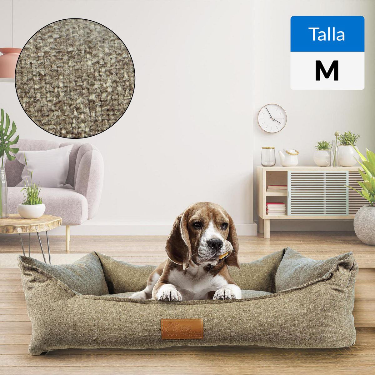 PETWOOW - Cama Luna M para Perro 14x14x72 cm Café