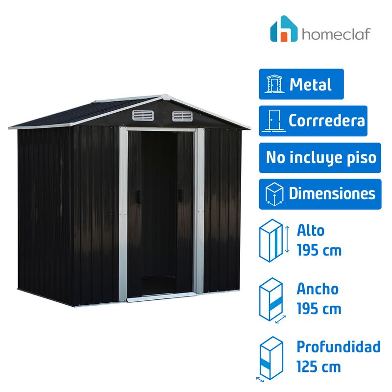 HOMECLAF - Bodega Jardín  Negra 195x195x125 cm