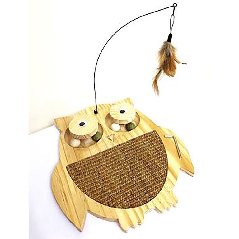 Rascador para gato con juguete forma Buho 34x28 cm