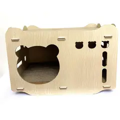 GARTEN CHILE - Casa Madera con Rascador para Gato 45x25x28 cm Natural