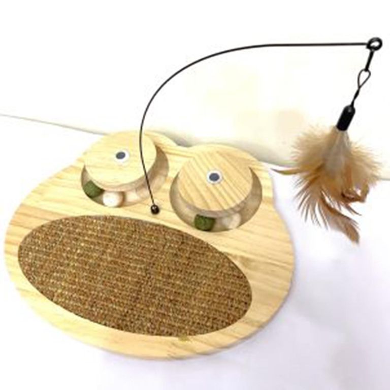 Rascador para gato con juguete forma Rana 34x28 cm