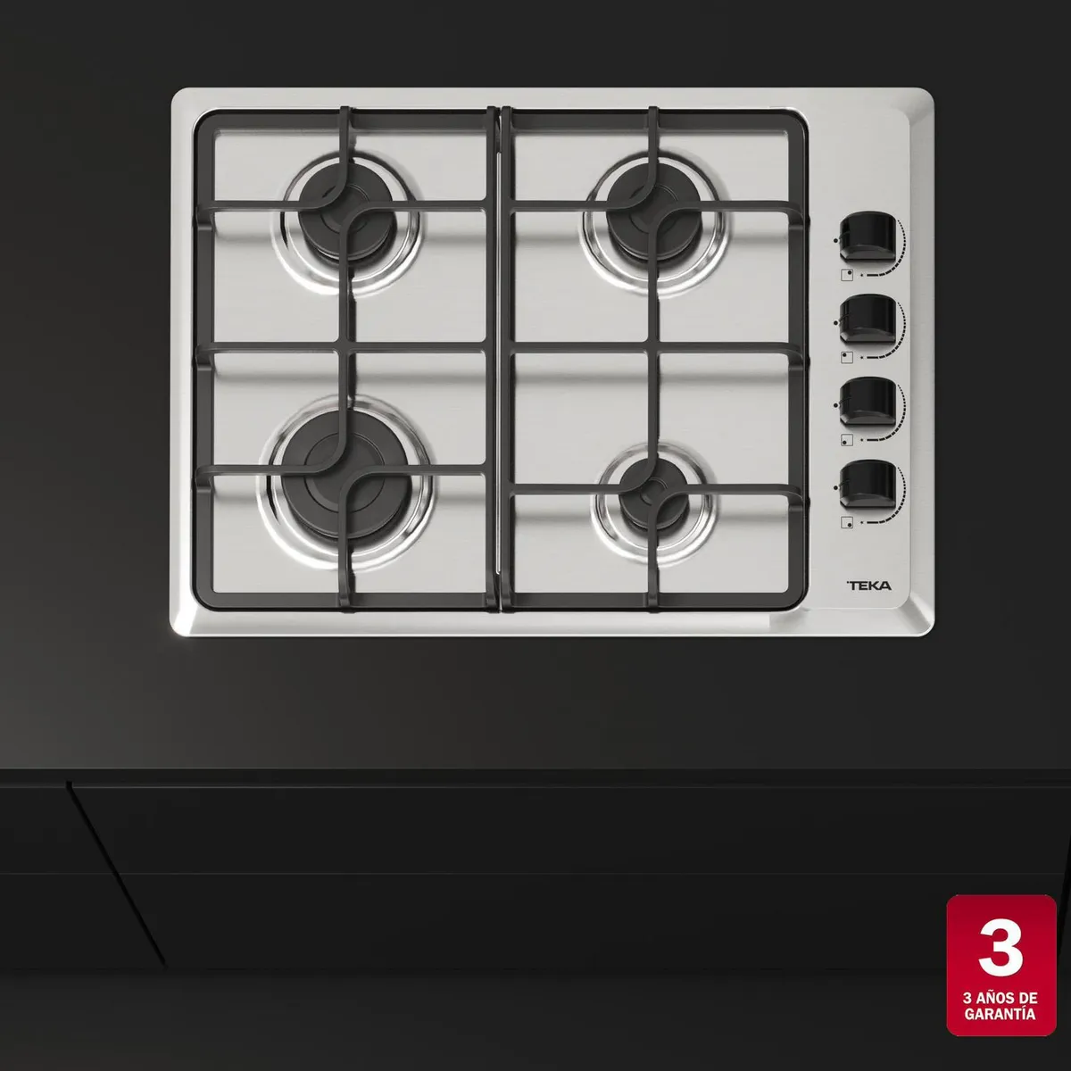 TEKA - Encimera Gas Natural 4 Platos Inox HLX-540 KBN OC IX