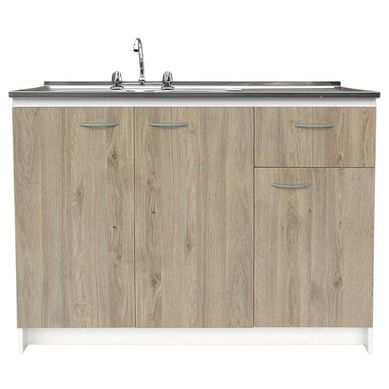 KIt Mueble base 120 + lavaplatos der + grifera roble claro
