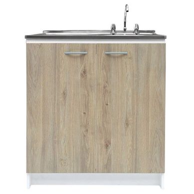 KIt Mueble base 80 + lavaplatos izq + grifera roble claro
