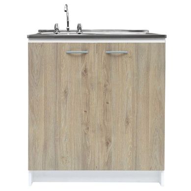 KIt Mueble base 80 + lavaplatos der + grifera roble claro