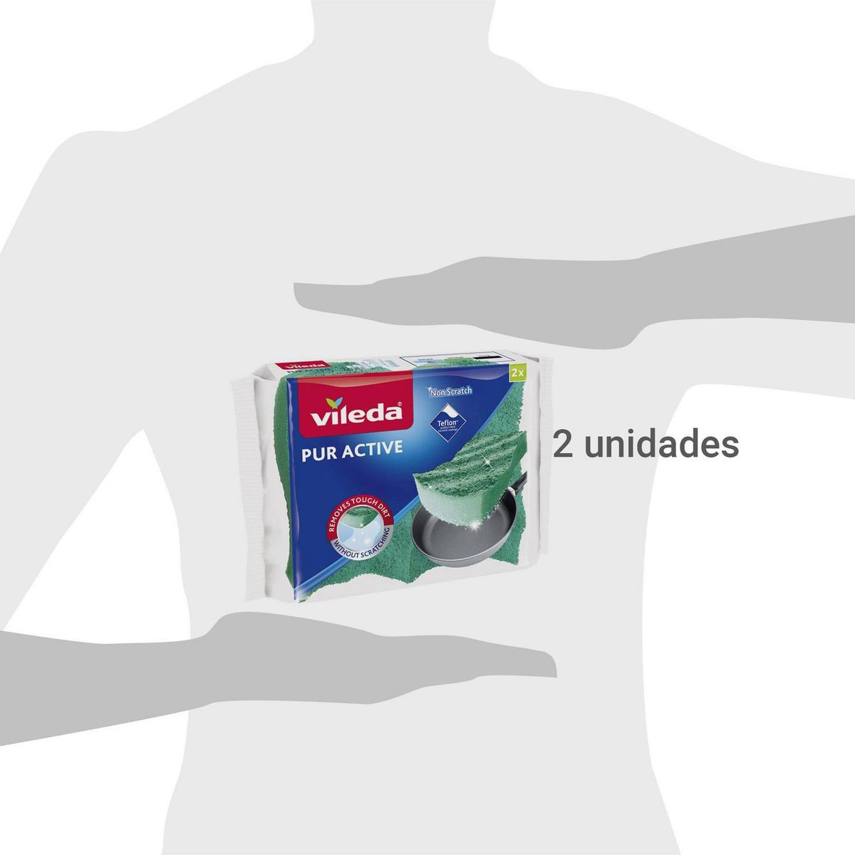 VILEDA - Pack de 2 Esponjas Vileda No Raya Pur Active para Cocina y Vajilla