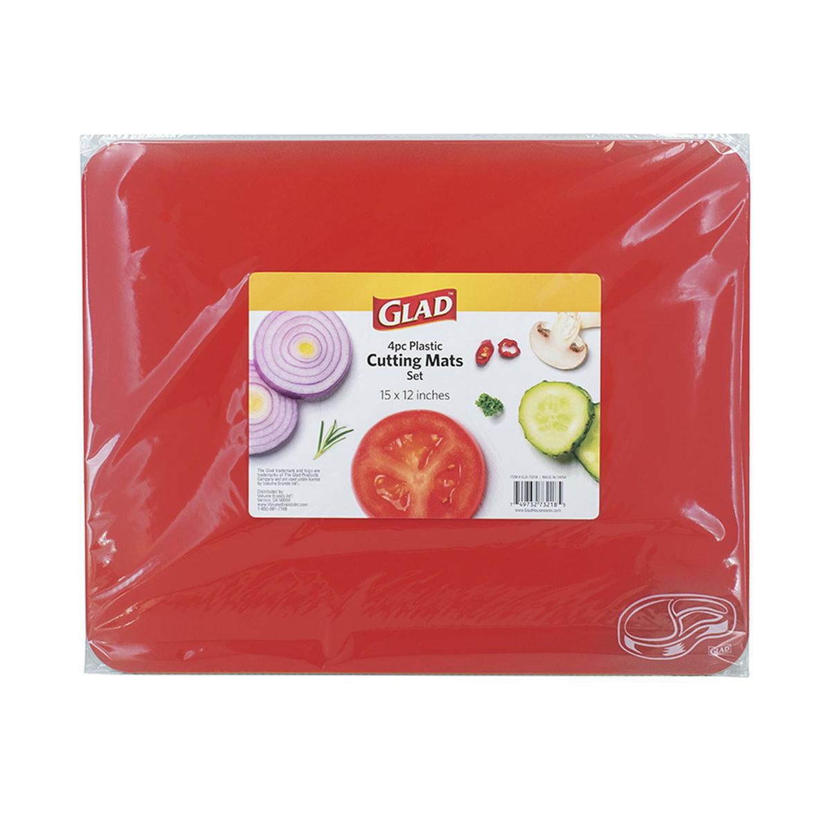 GLAD - Set 4 tablas de cocina 38x30 cm flex roja