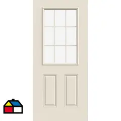 HOLZTEK - Puerta con Vidrio Termopanel Acero 70x210 cm 9 Luces Blanco