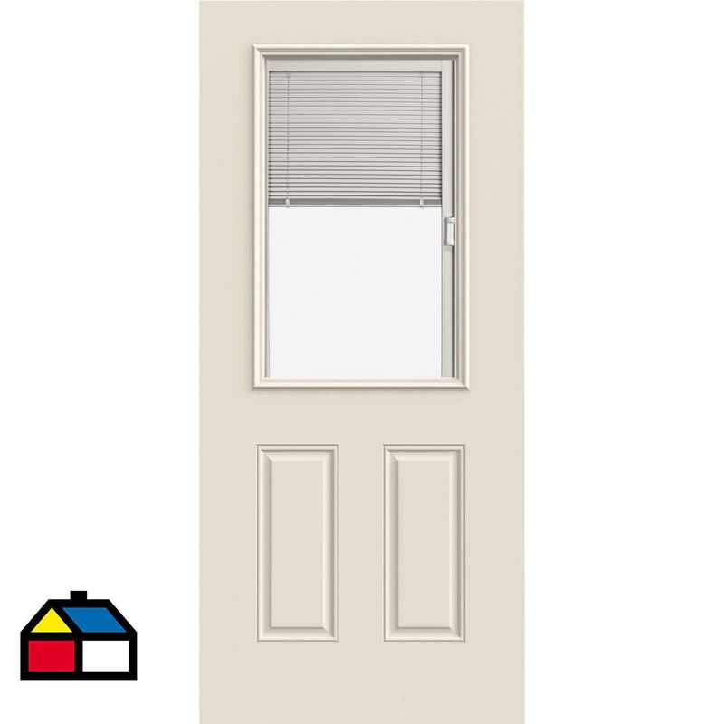 HOLZTEK - Puerta con Vidrio Termopanel Acero 70x210 cm Persiana Blanca
