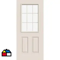 HOLZTEK - Puerta con Vidrio Termopanel Acero 80x210 cm 9 Luces Blanco