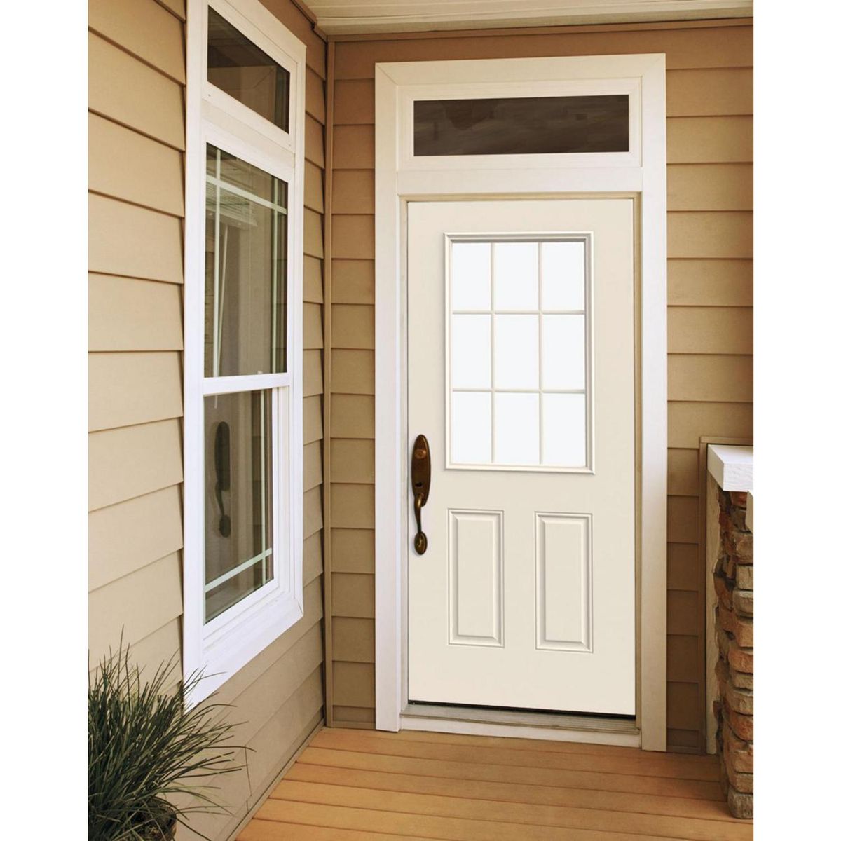 HOLZTEK - Puerta con Vidrio Termopanel Acero 75x210 cm 9 Luces Blanco