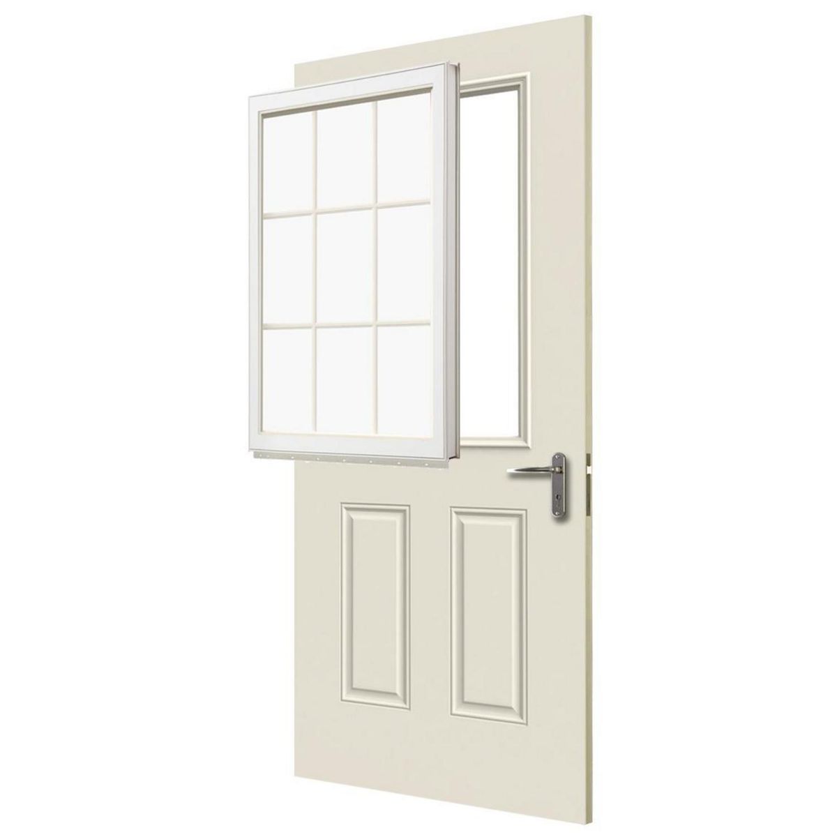 HOLZTEK - Puerta con Vidrio Termopanel Acero 85x210 cm 9 Luces Blanco