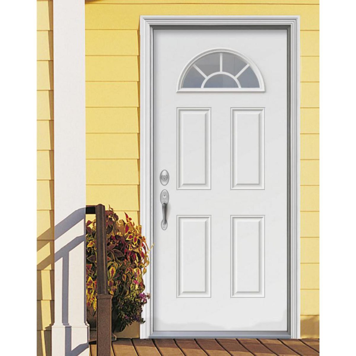 HOLZTEK - Puerta Acero 85x210 cm Media Luna Blanco