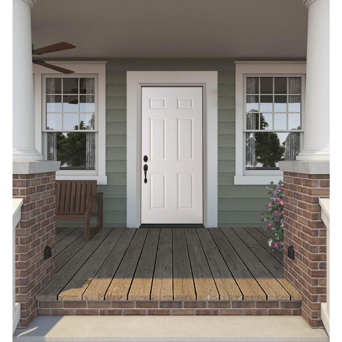 HOLZTEK - Puerta Acero 85x210 cm 6 Paneles Blanco