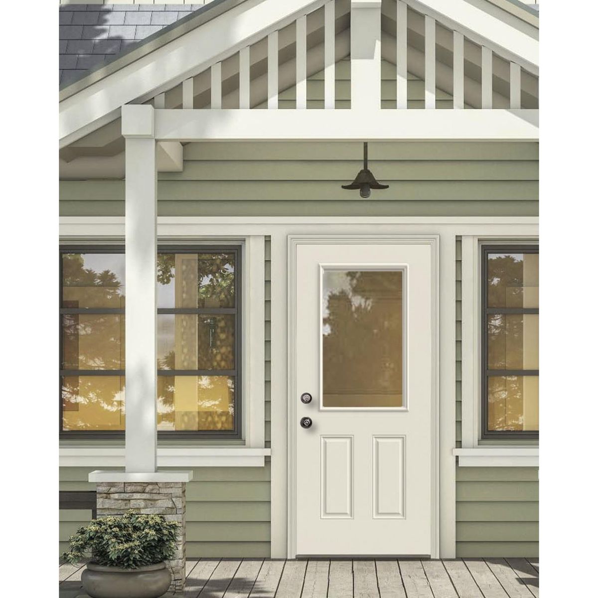 HOLZTEK - Puerta con Vidrio Termopanel Acero 85x210 cm 1 Luz Blanco