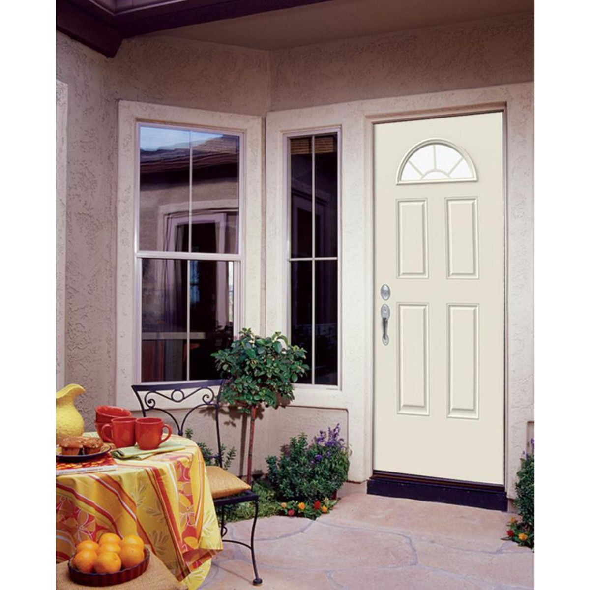 HOLZTEK - Puerta Acero 90x210 cm Media Luna Blanco 