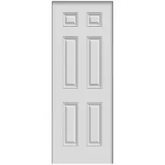 HOLZTEK - Puerta Acero 90x210 cm 6 Paneles Blanco