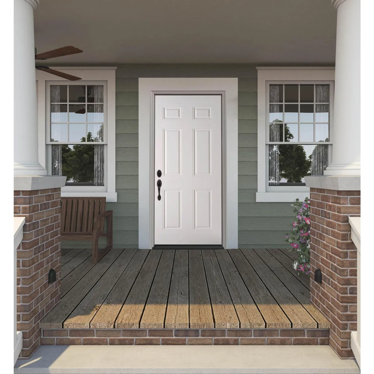 HOLZTEK - Puerta Acero 90x210 cm 6 Paneles Blanco