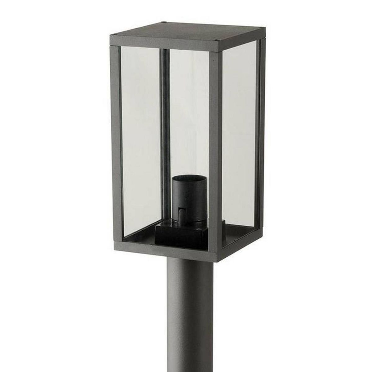 BP ILUMINACION - Farol poste Varina aluminio vidrio IP44 H80CM 12x12 cm negro E27