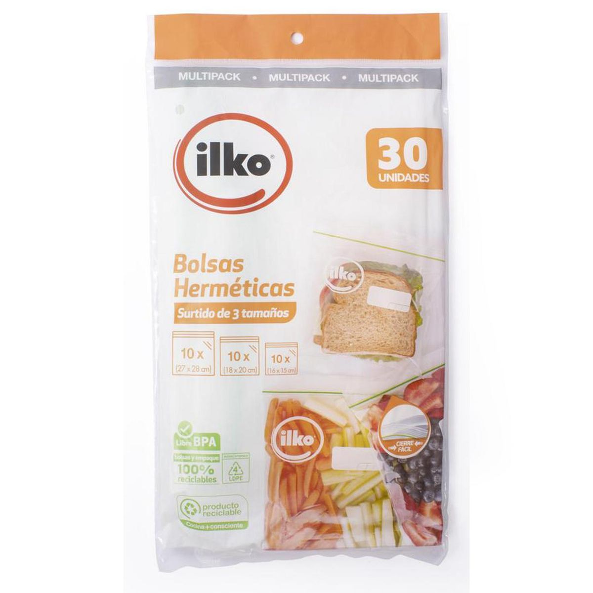 ILKO - Pack 30 bolsas herméticas 3 tamaños