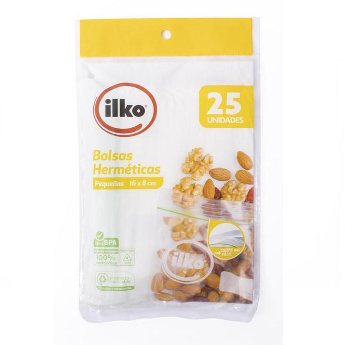 ILKO - Pack 25 Bolsas Herméticas Ilko 16x8 Cm Transparente Alimentos