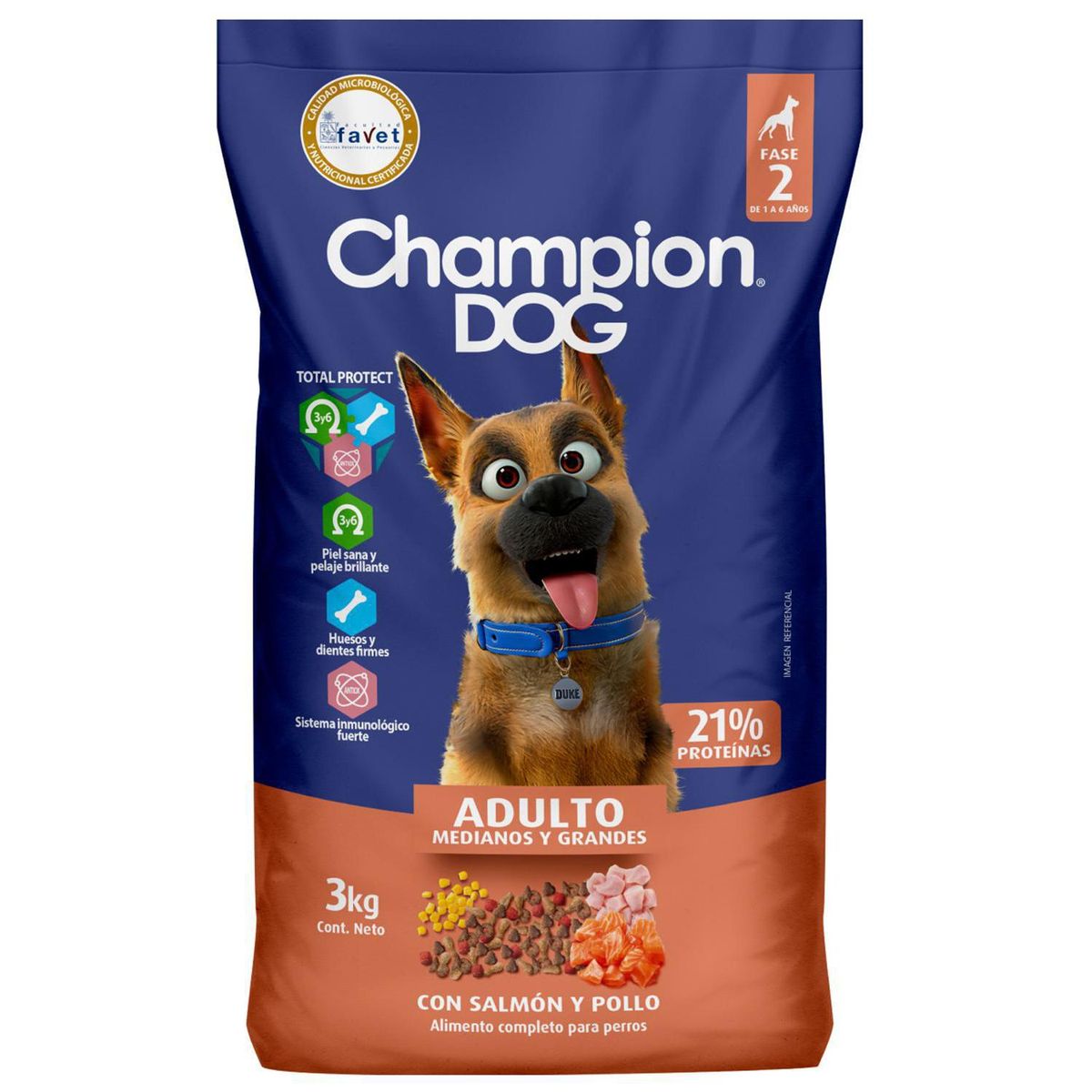 CHAMPION DOG - Alimento para Perro Adulto Salmon Pollo 3 kg