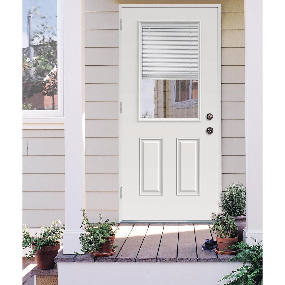 HOLZTEK - Puerta con Vidrio Termopanel Acero 85x210 cm PERSIANA Blanco