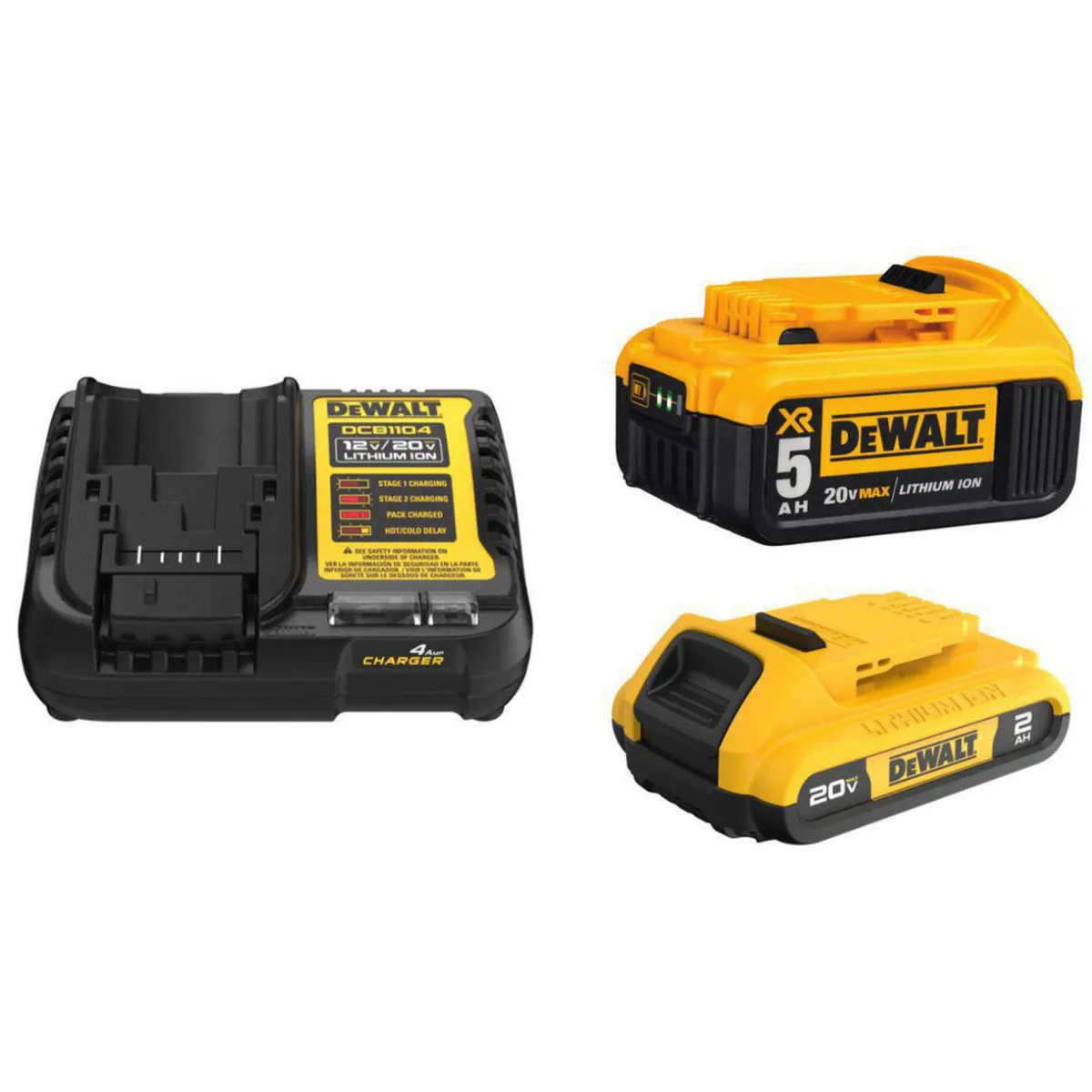 DEWALT - Kit 2 baterías recargables 2Ah y 5 Ah 20V + cargador