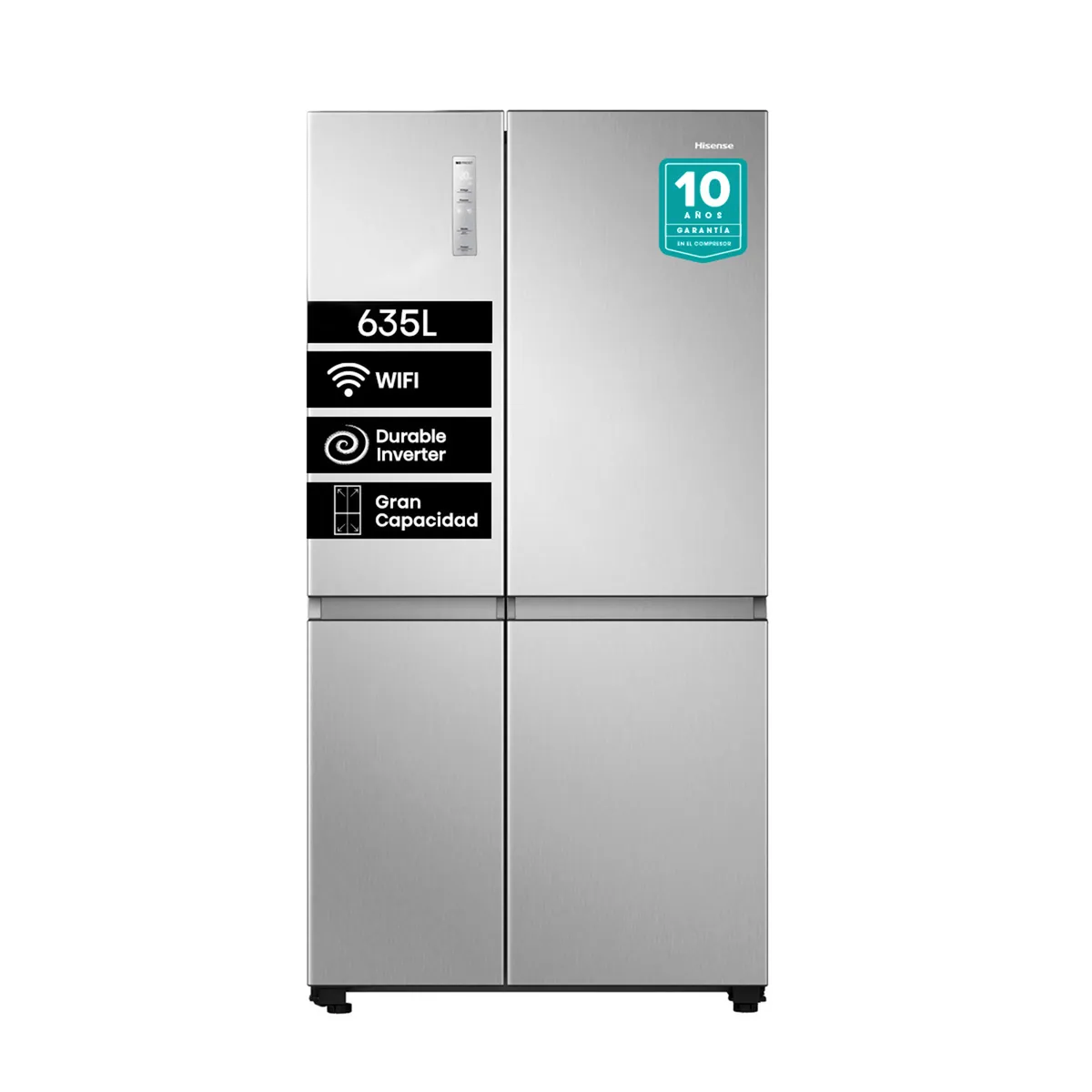 HISENSE - Refrigerador 2 Puertas Side by Side No Frost 635 Litros Silver RS820NV