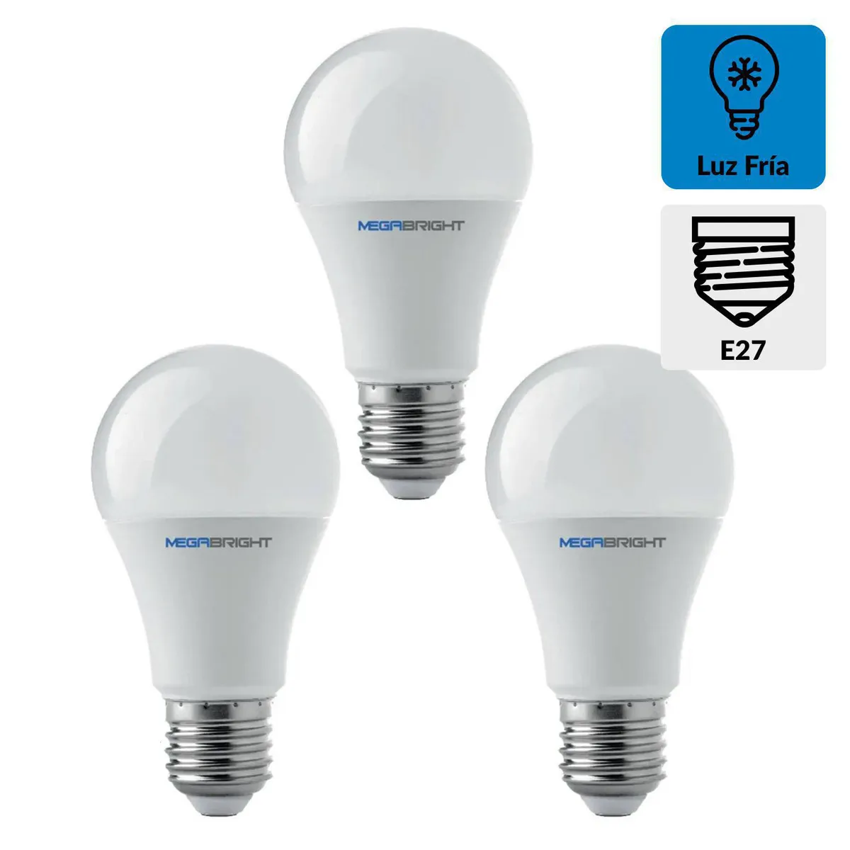 MEGABRIGHT - Pack 3 Ampolletas Led Clásicas 7 W E27 920 lm Luz Fría