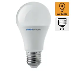 MEGABRIGHT - Ampolleta Led Clásica 9.5 W E27 800 lm Luz Cálida