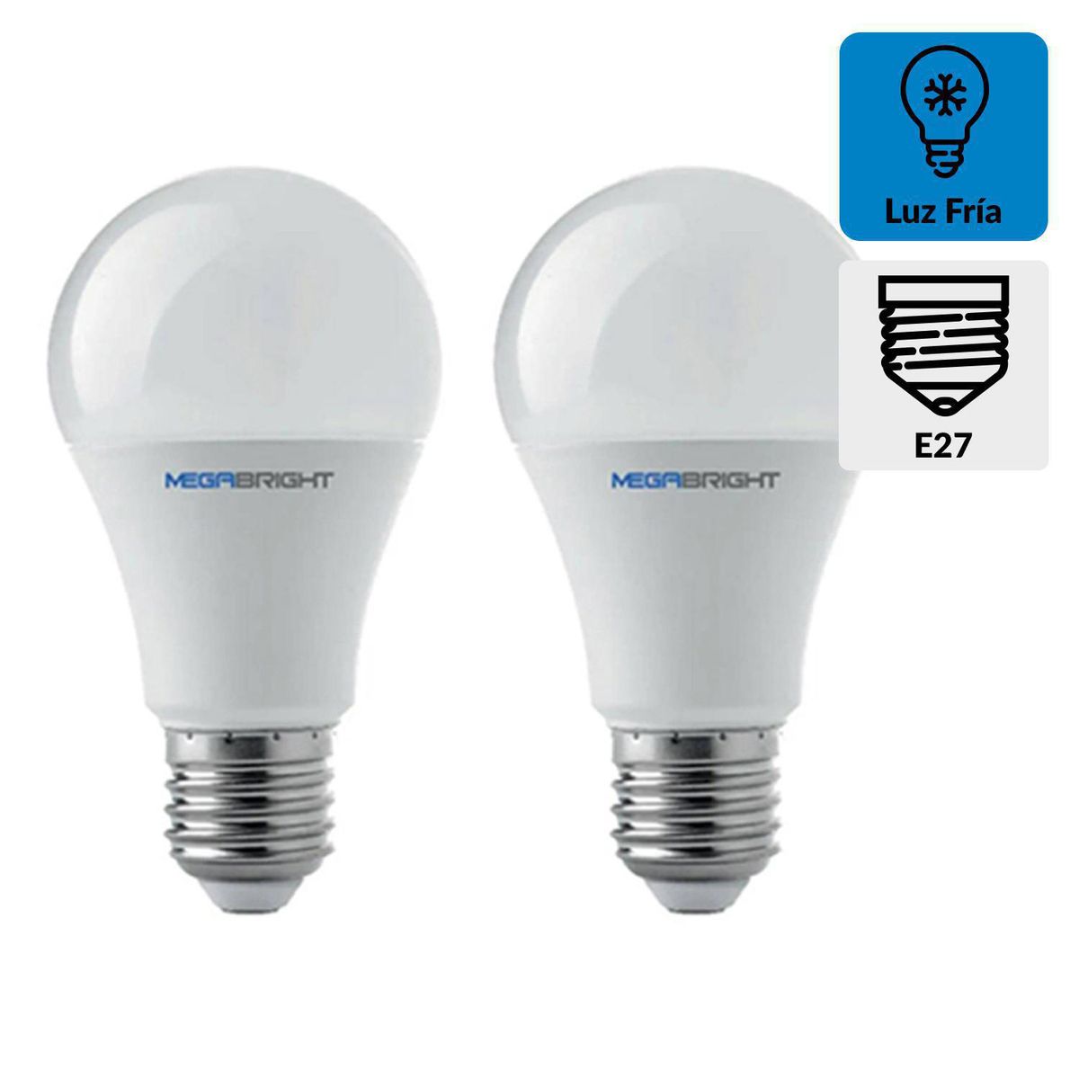 MEGABRIGHT - Pack 2 Ampolletas Led 9.5 W E27 800 lm Luz Fría