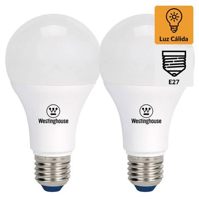 	Pack x 2 ampolletas led bola 9w luz clida E27