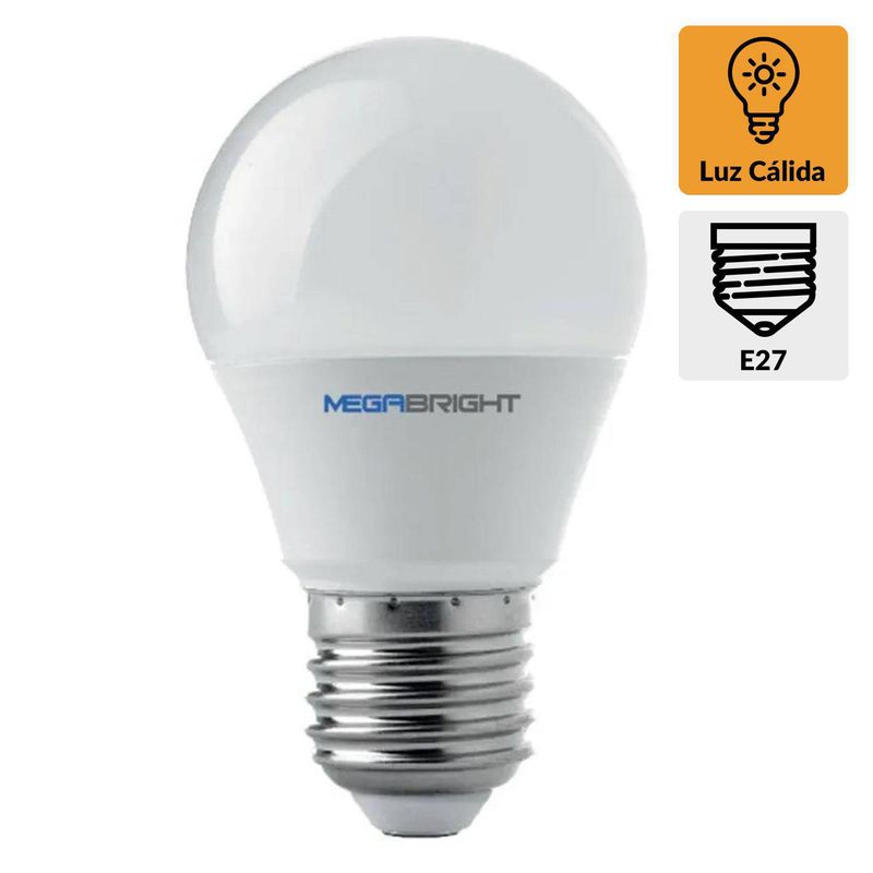 MEGABRIGHT - Ampolleta Led Bola 5 W E27 550 lm Luz Cálida