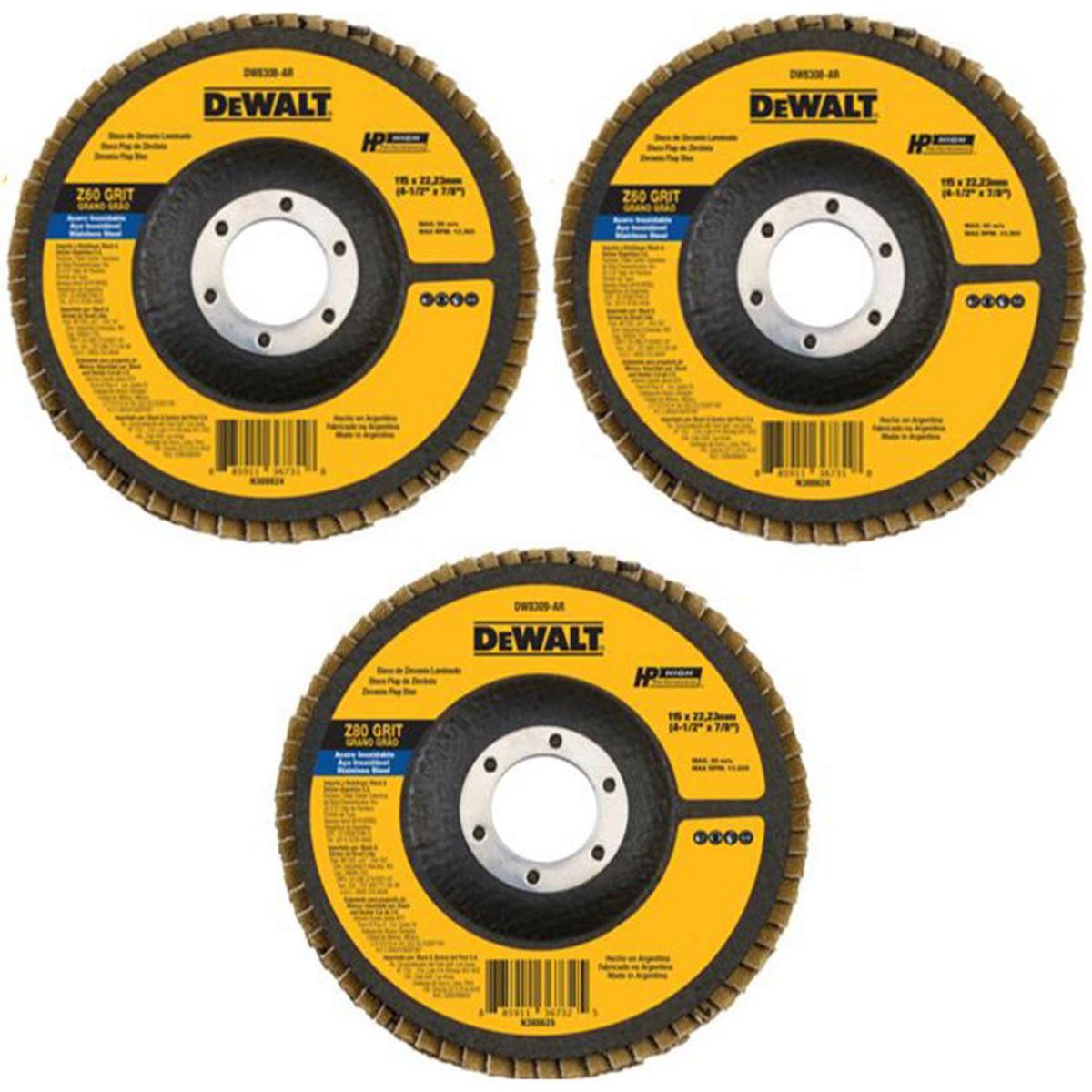 DEWALT - Pack 2 discos tralapados grano 60 y 1 disco grano 80