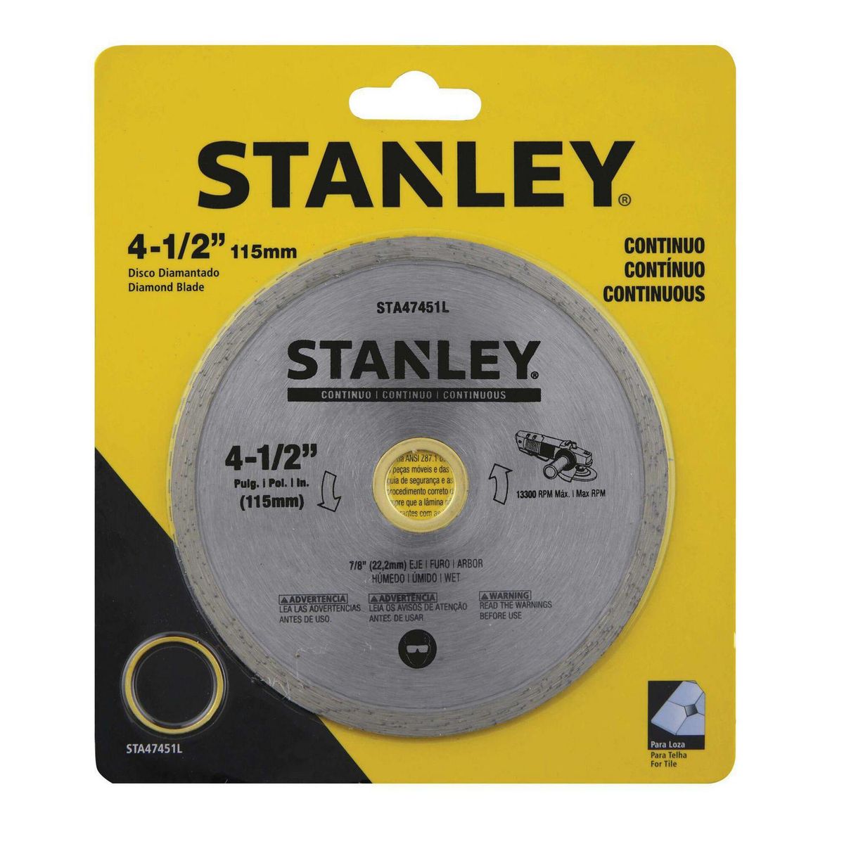 STANLEY - Disco de corte diamantado continuo 4,5"