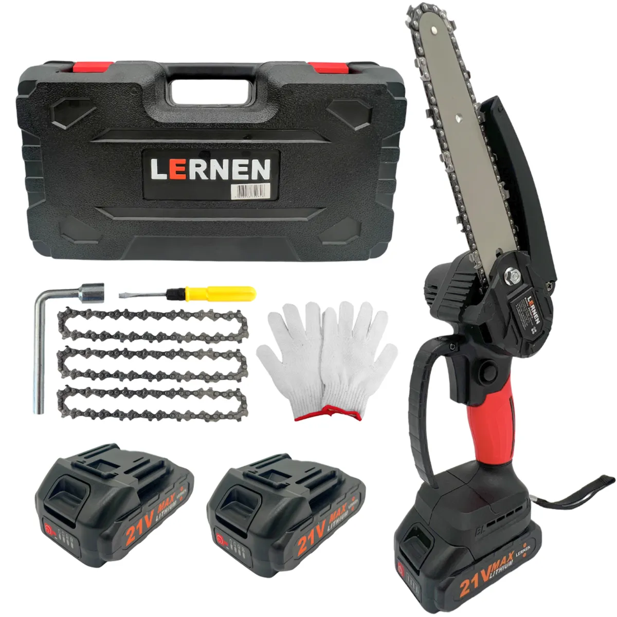 LERNEN - Motosierra Podadora Inalámbrica 6" 2 Baterías