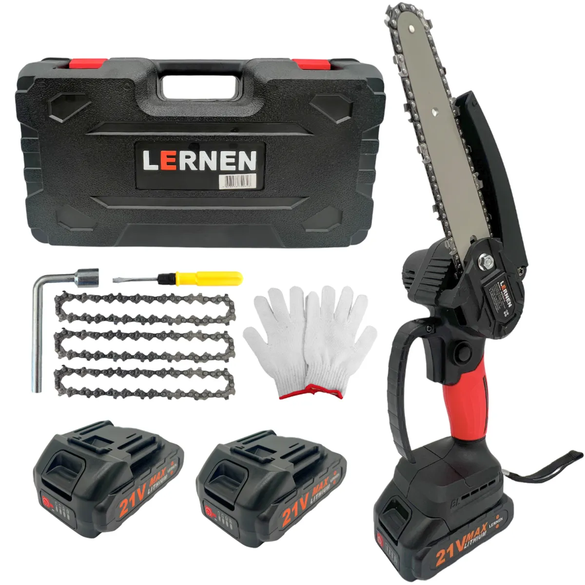 LERNEN - Motosierra Podadora Inalámbrica 6" 2 Baterías