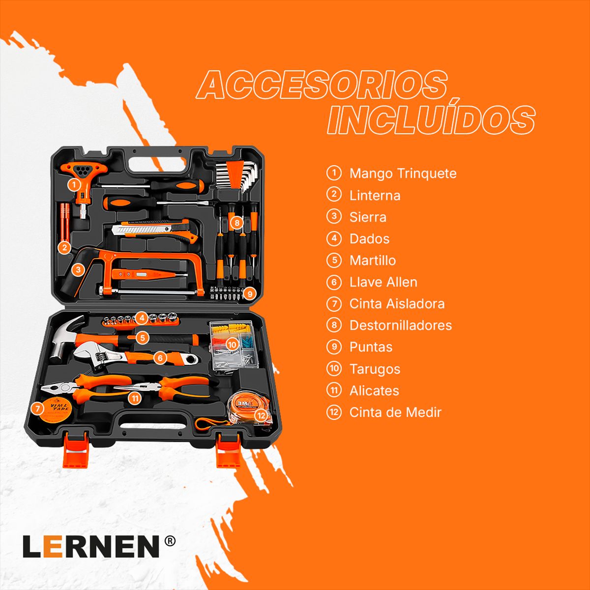 Set 150 Piezas Herramientas Manuales + Maletín Portátil, marca LERNEN - Foto 2