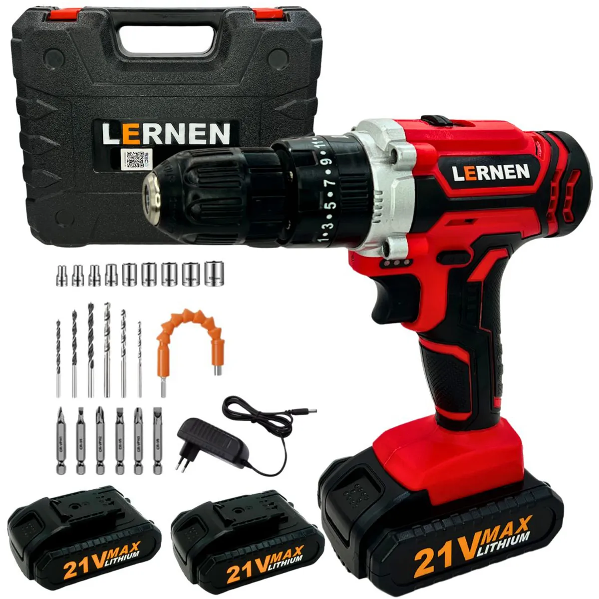Taladro Inalámbrico Percutor 10 mm 21V/2 Baterías, marca LERNEN - Foto Principal