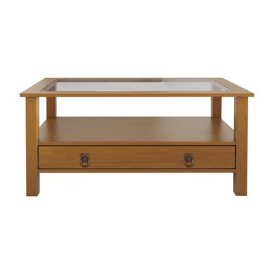 Mesa de centro almendra cubierta vidrio