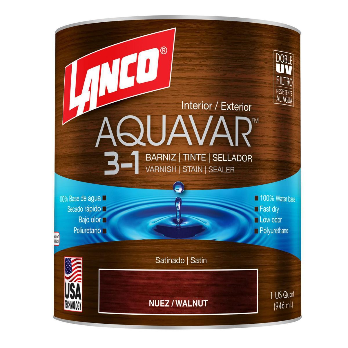 LANCO - Barniz 3 en 1 Satinado 1 l Castaño
