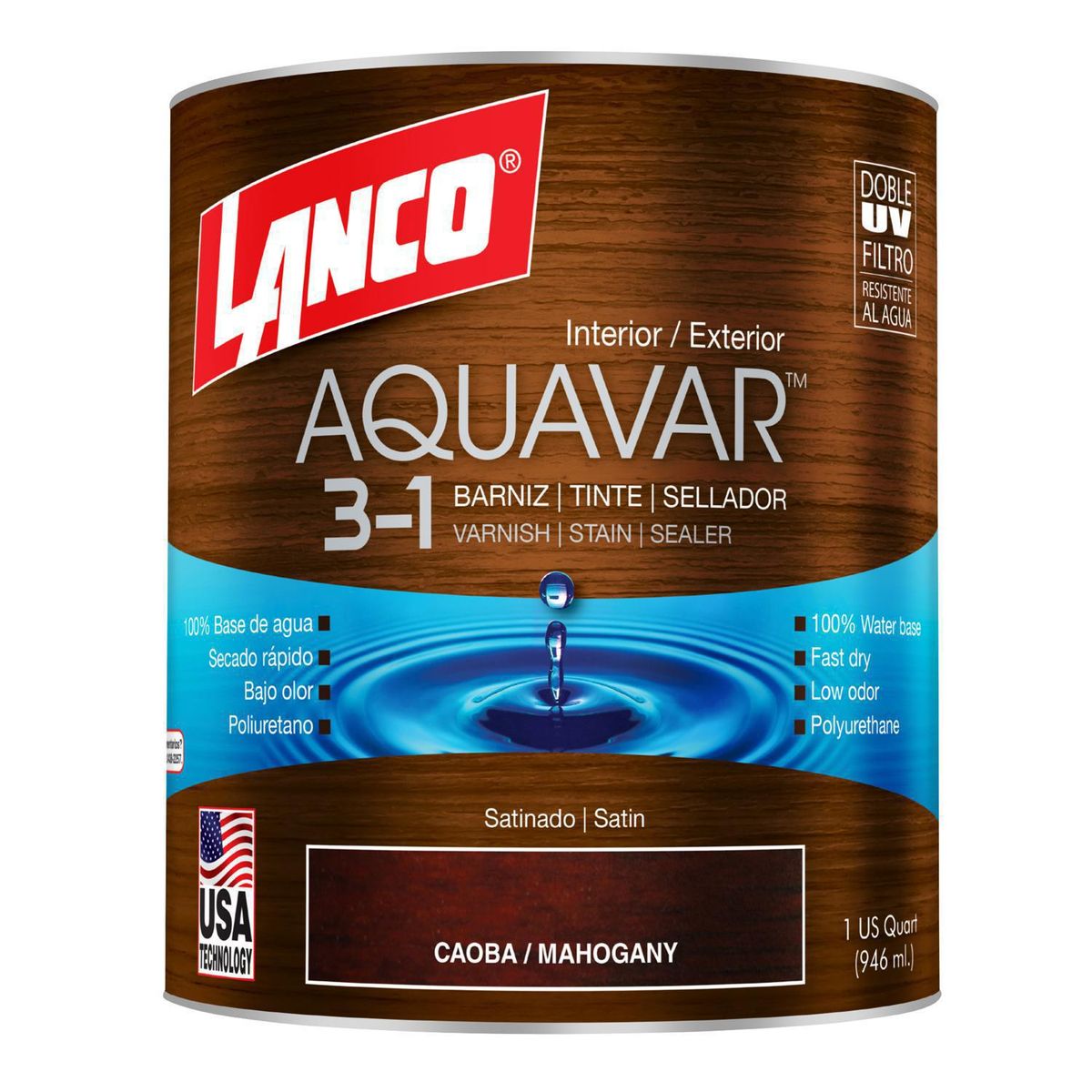 LANCO - Barniz 3 en 1 Satinado 1 l CAOBA