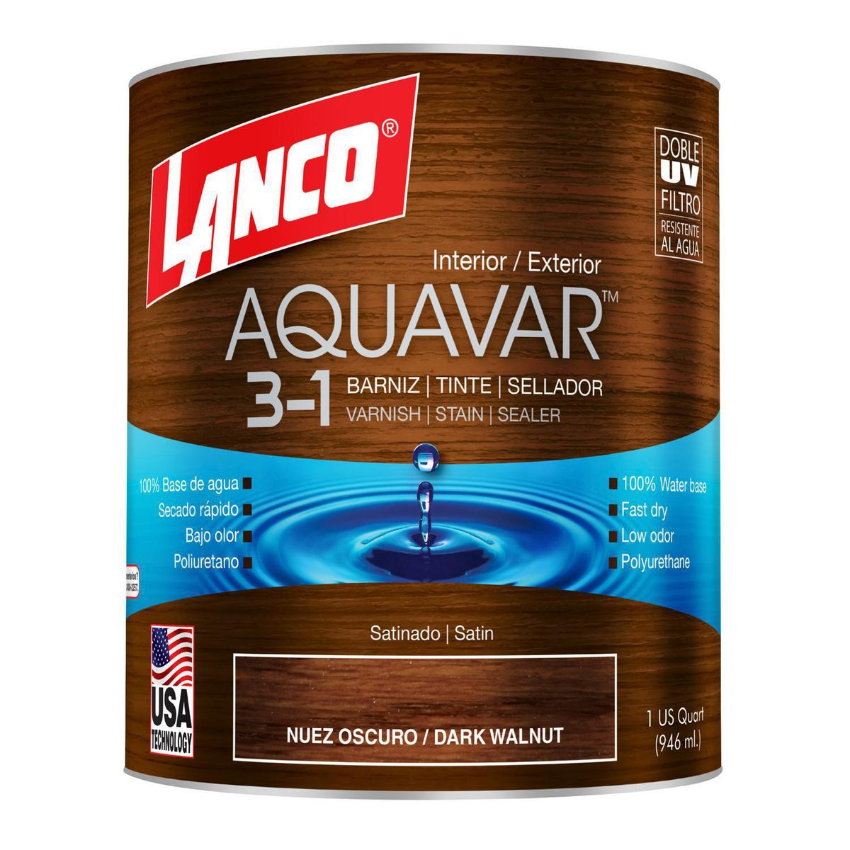 LANCO - Barniz 3 en 1 Satinado 1 l Castaño