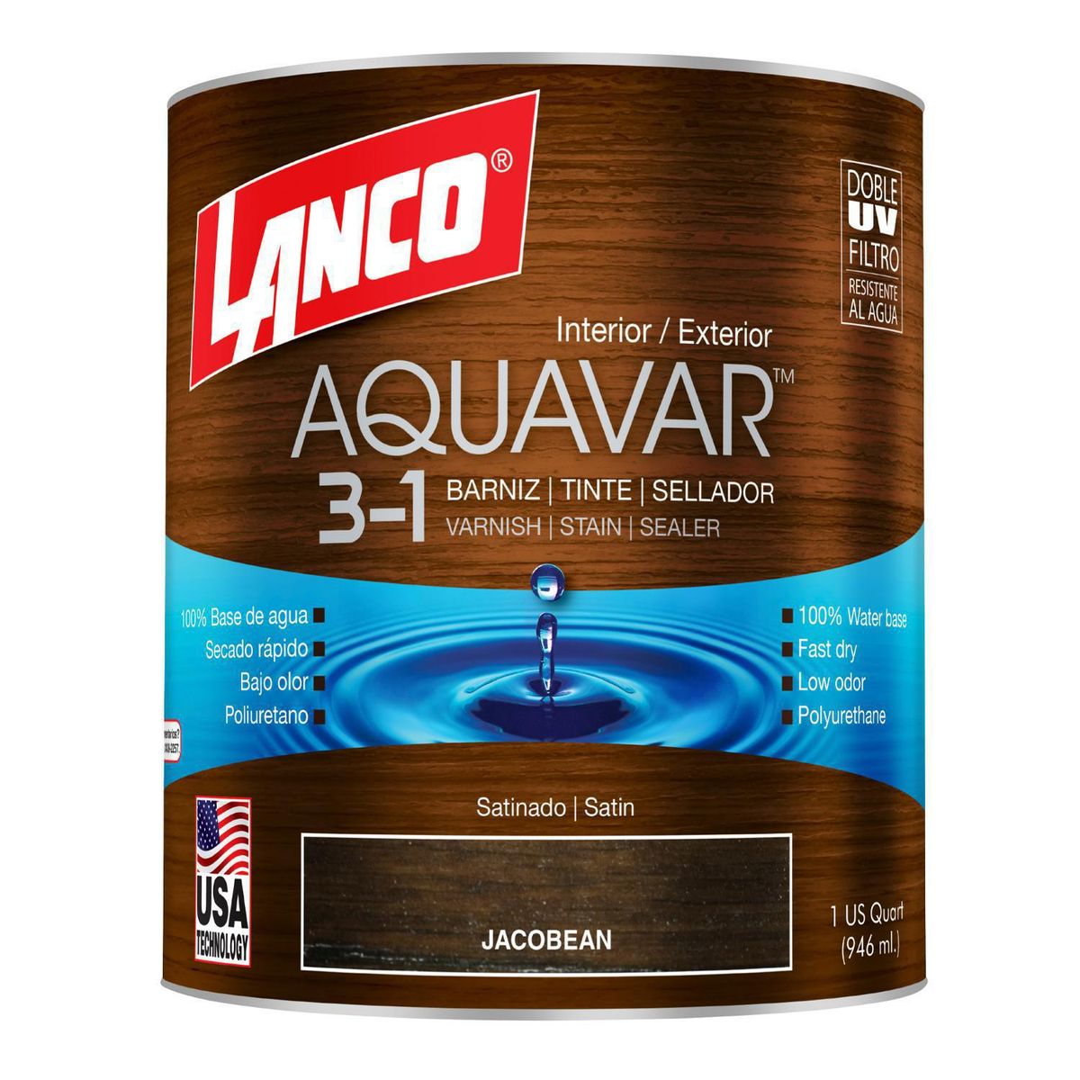 LANCO - Barniz 3 en 1 Satinado 1 l MADERADO
